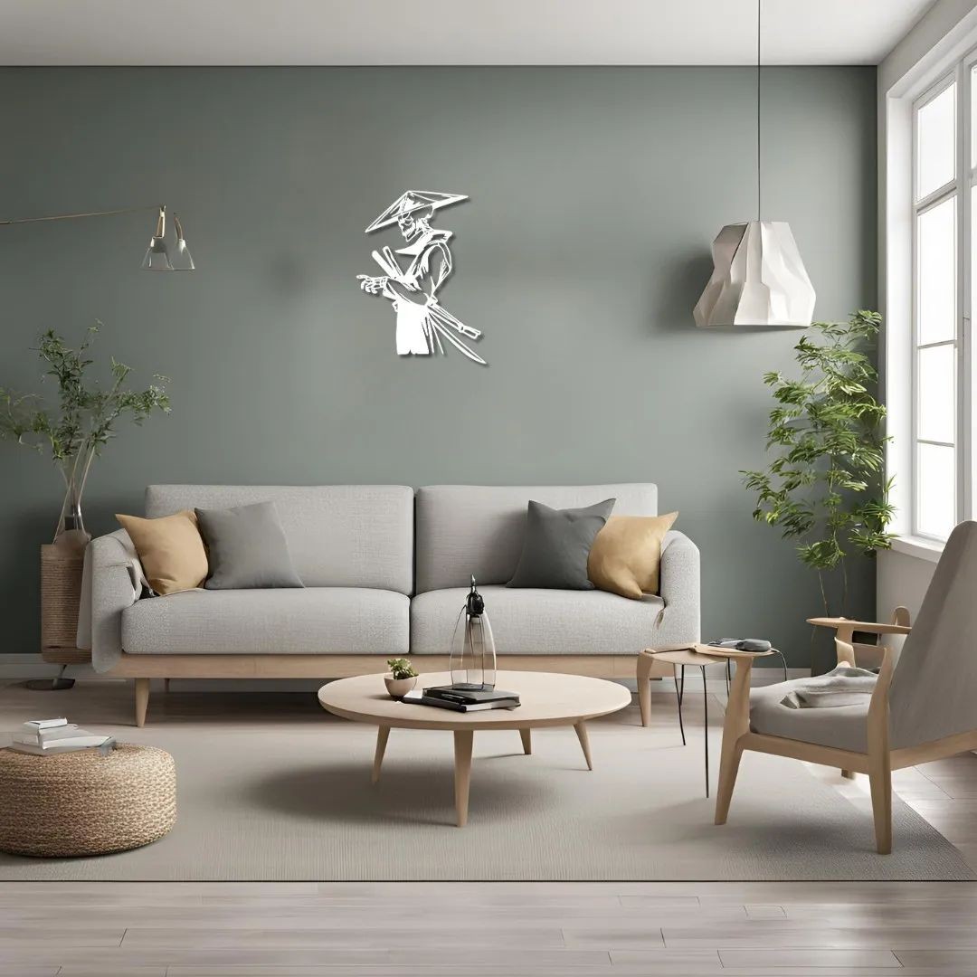 Dekoratif Samuray İskeleti Pop Art Metal Duvar Tablosu