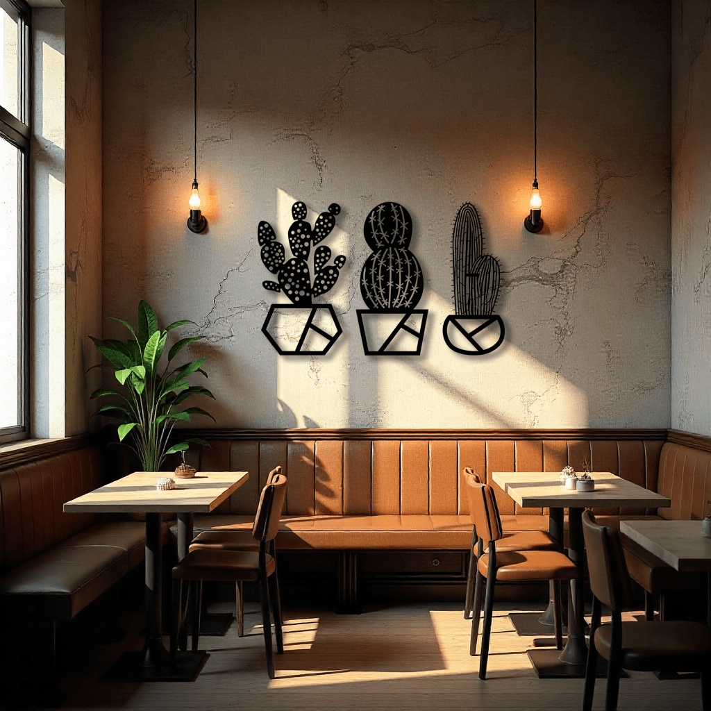 Dekoratif Kaktüs (Cactus) Metal Duvar Tablosu 