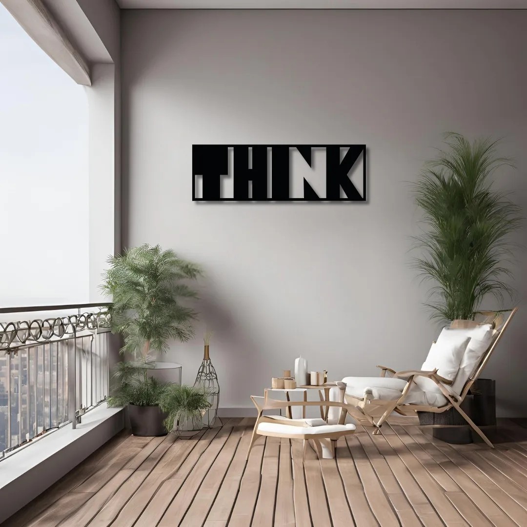 Sanatsal Metal Tablo Think Metal Duvar Tablosu İmza