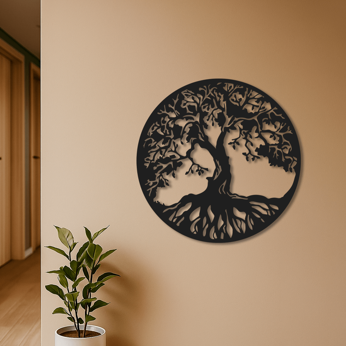 Aile Ağacı Metal Duvar Tablosu – Modern Ev Dekoru 