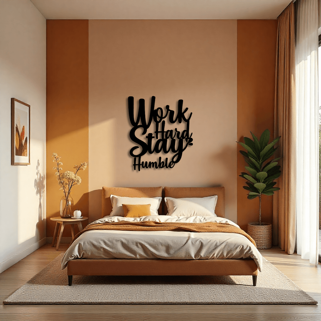 Metal Duvar Dekoru: Work Hard Stay Humble Tablo
