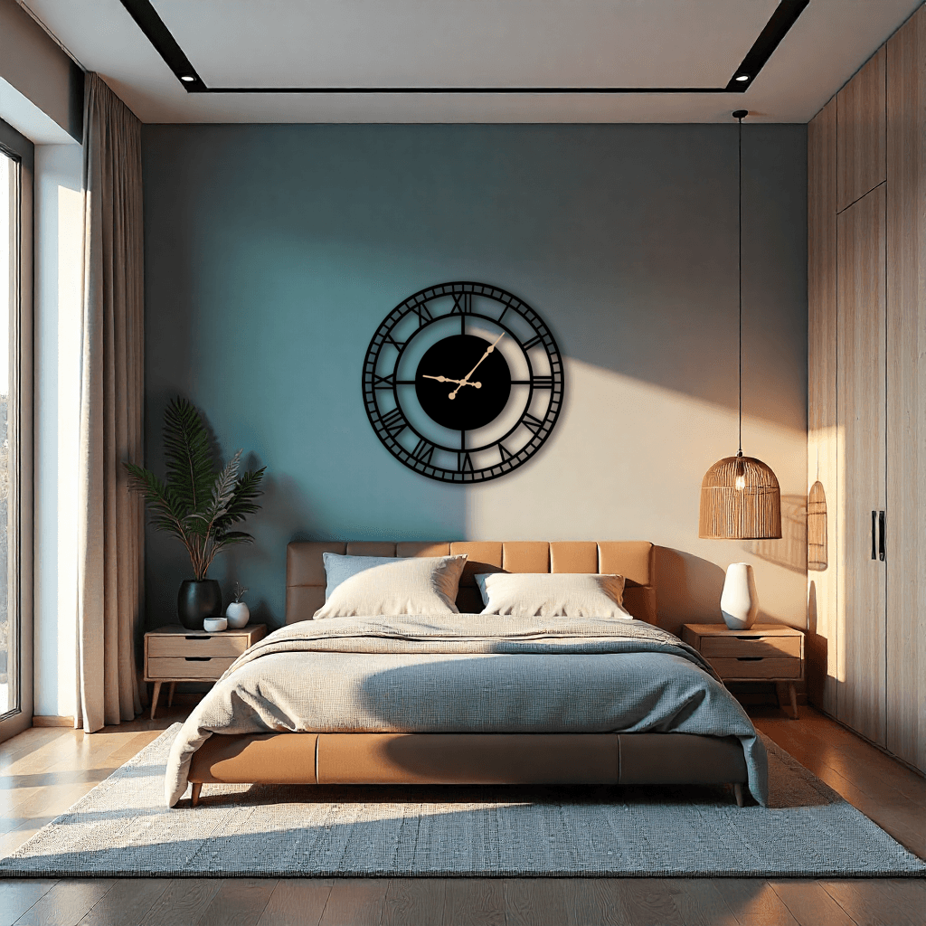 Şık Metal Duvar Saati | Dekoratif Siyah Daire