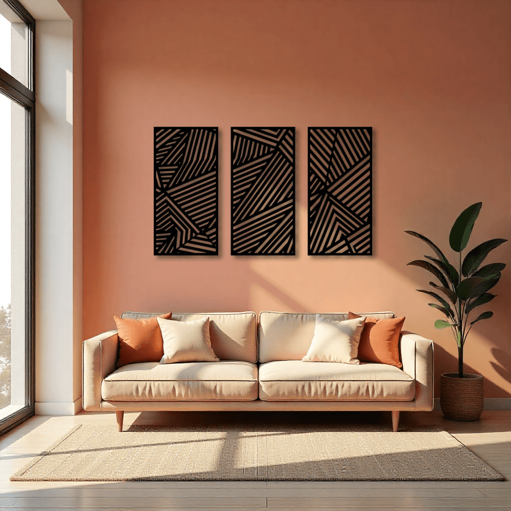 Dekoratif 3 Parça Minimal Metal Duvar Tablosu