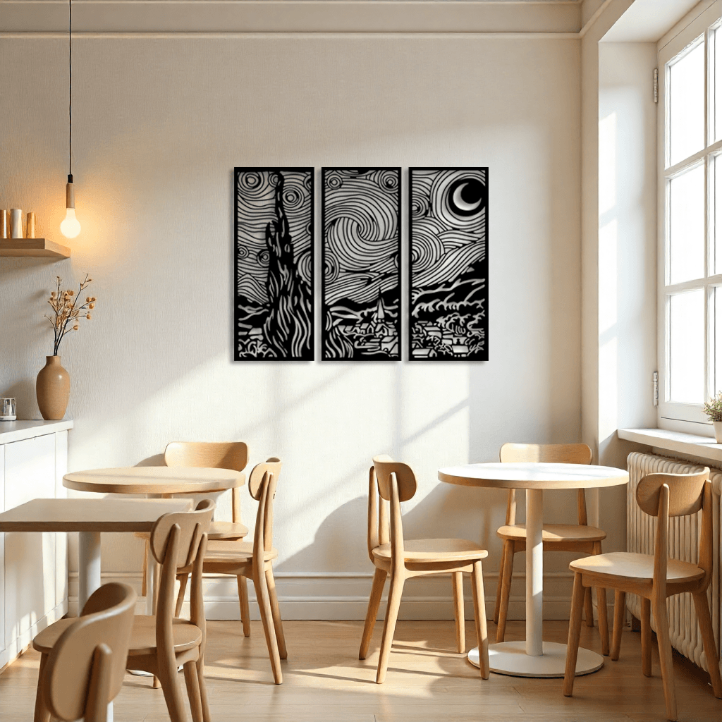 Dekoratif Van Gogh Yıldızlı Gece Metal Tablo