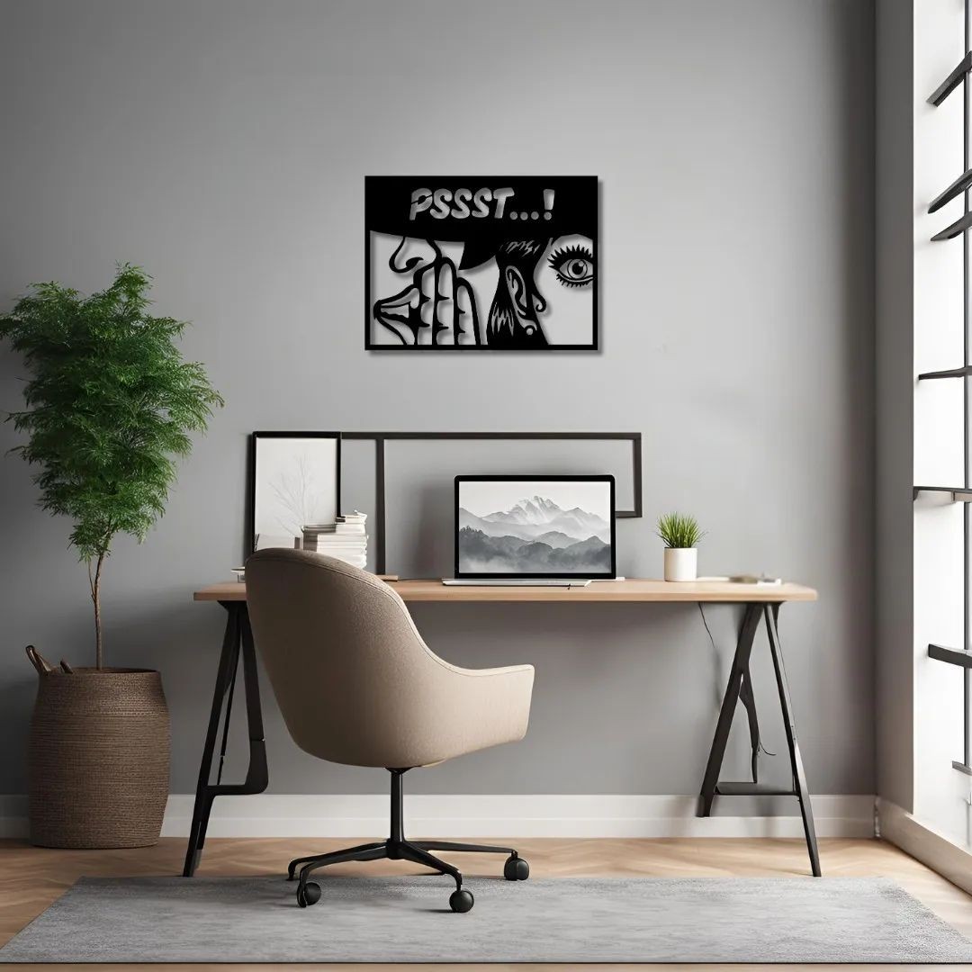 Dekoratif PSSST!! Pop Art Metal Duvar Tablosu