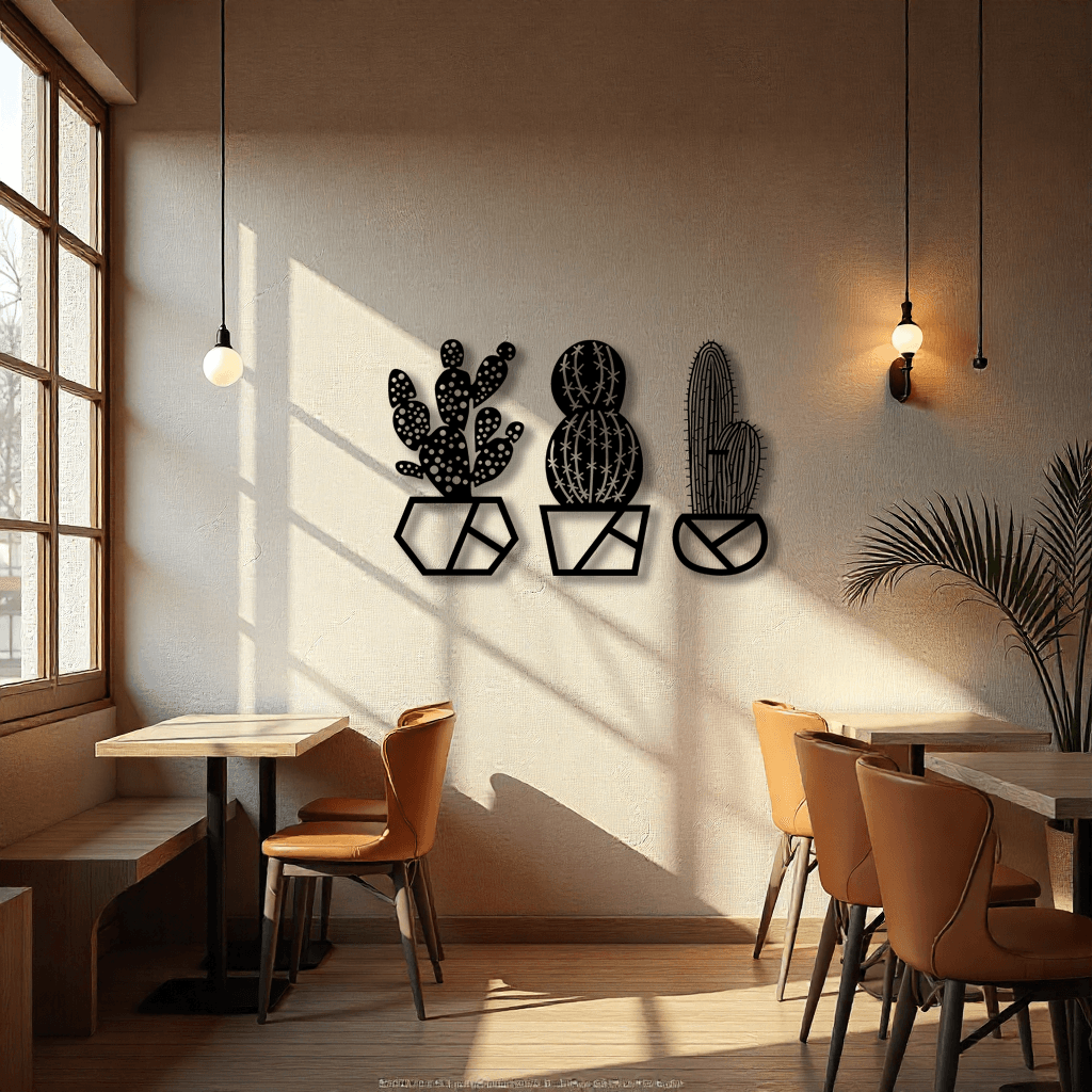 Dekoratif Kaktüs (Cactus) Metal Duvar Tablosu 