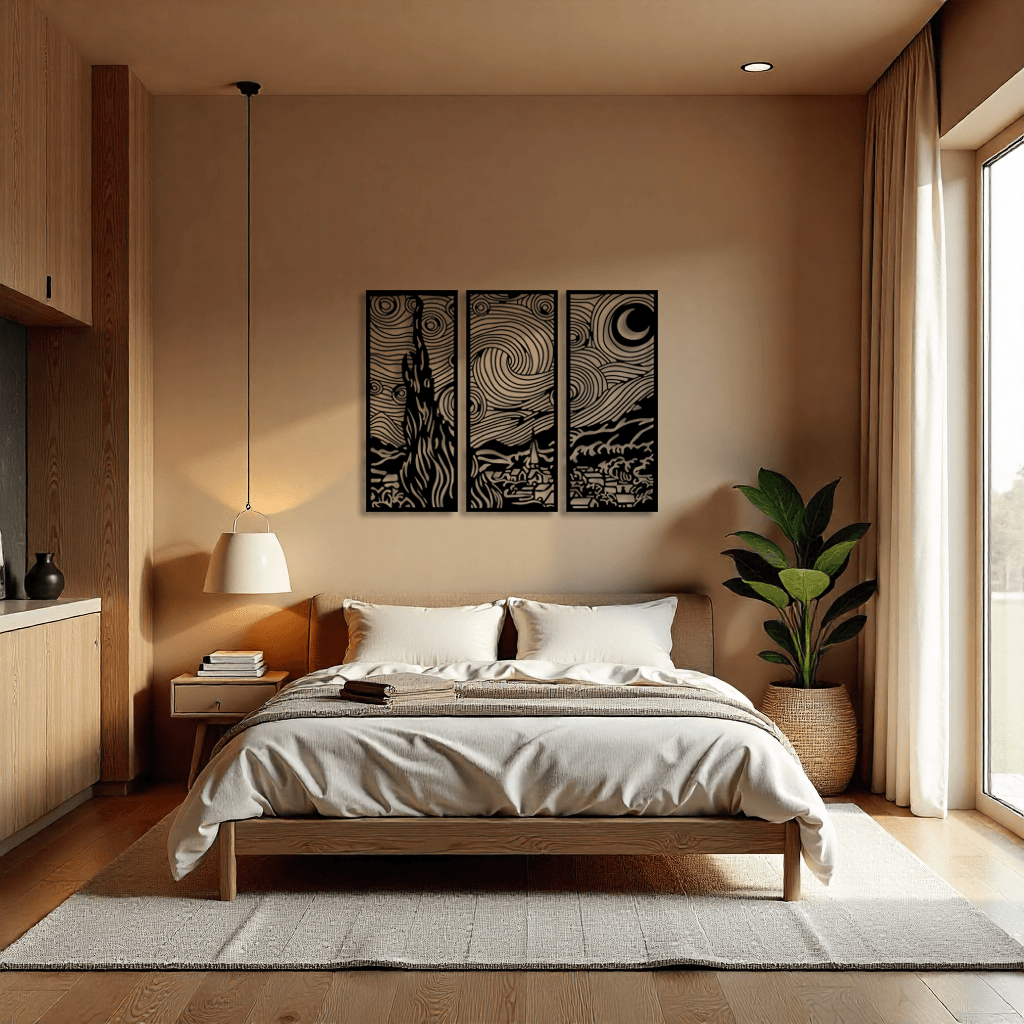 Dekoratif Van Gogh Yıldızlı Gece Metal Tablo