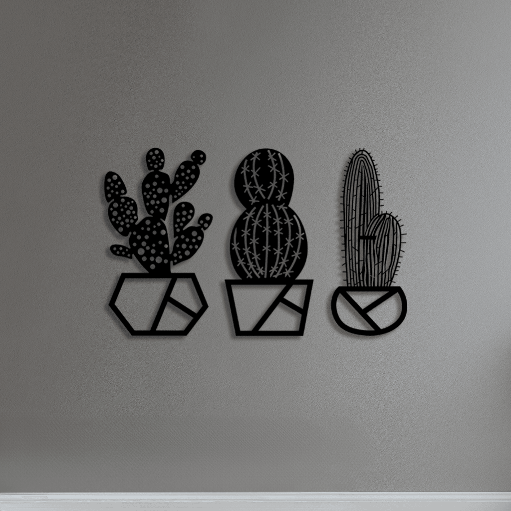 Dekoratif Kaktüs (Cactus) Metal Duvar Tablosu 