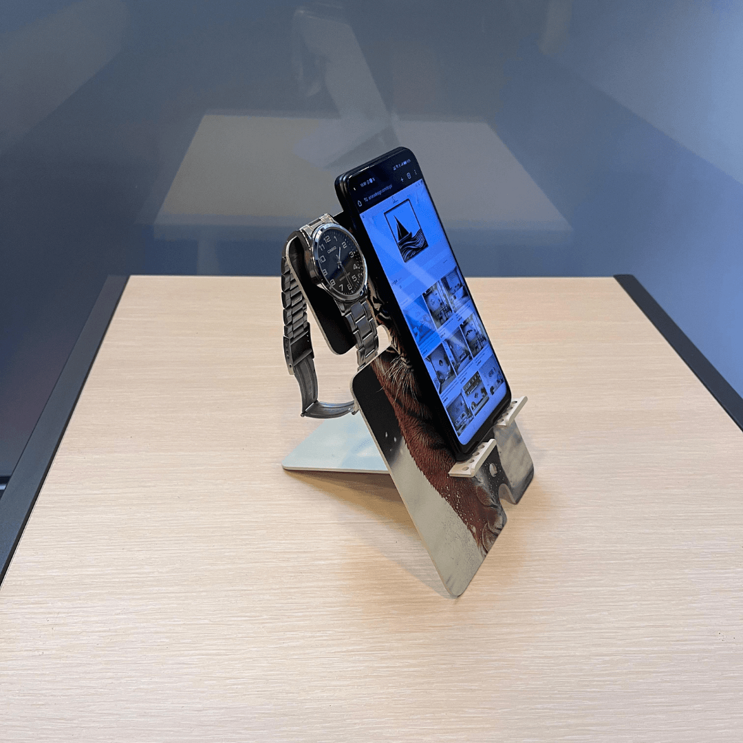 Dekoratif Telefon ve Saat Tutucu Hediyelik Masaüstü Telefon - Saat Tutucu