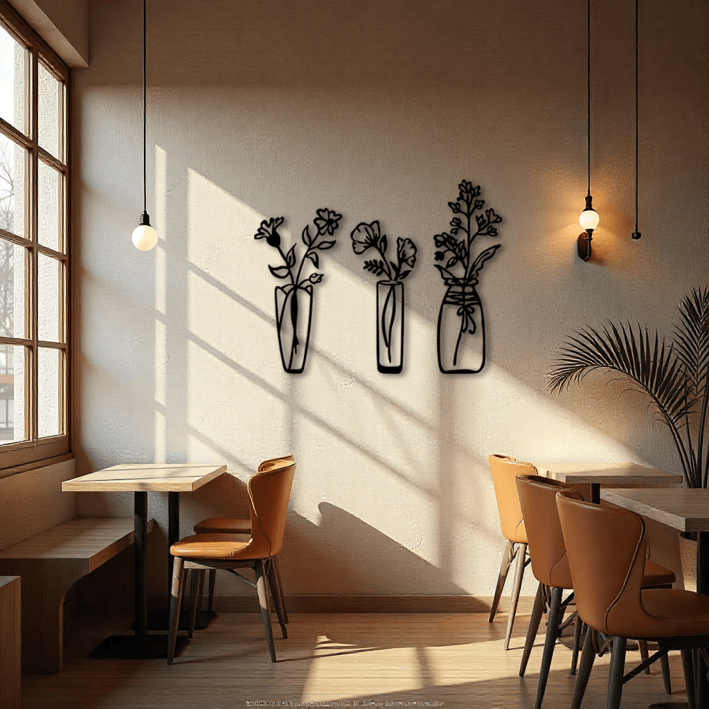 Dekoratif 3 Çiçek Metal Tablo – Duvar Şıklığı