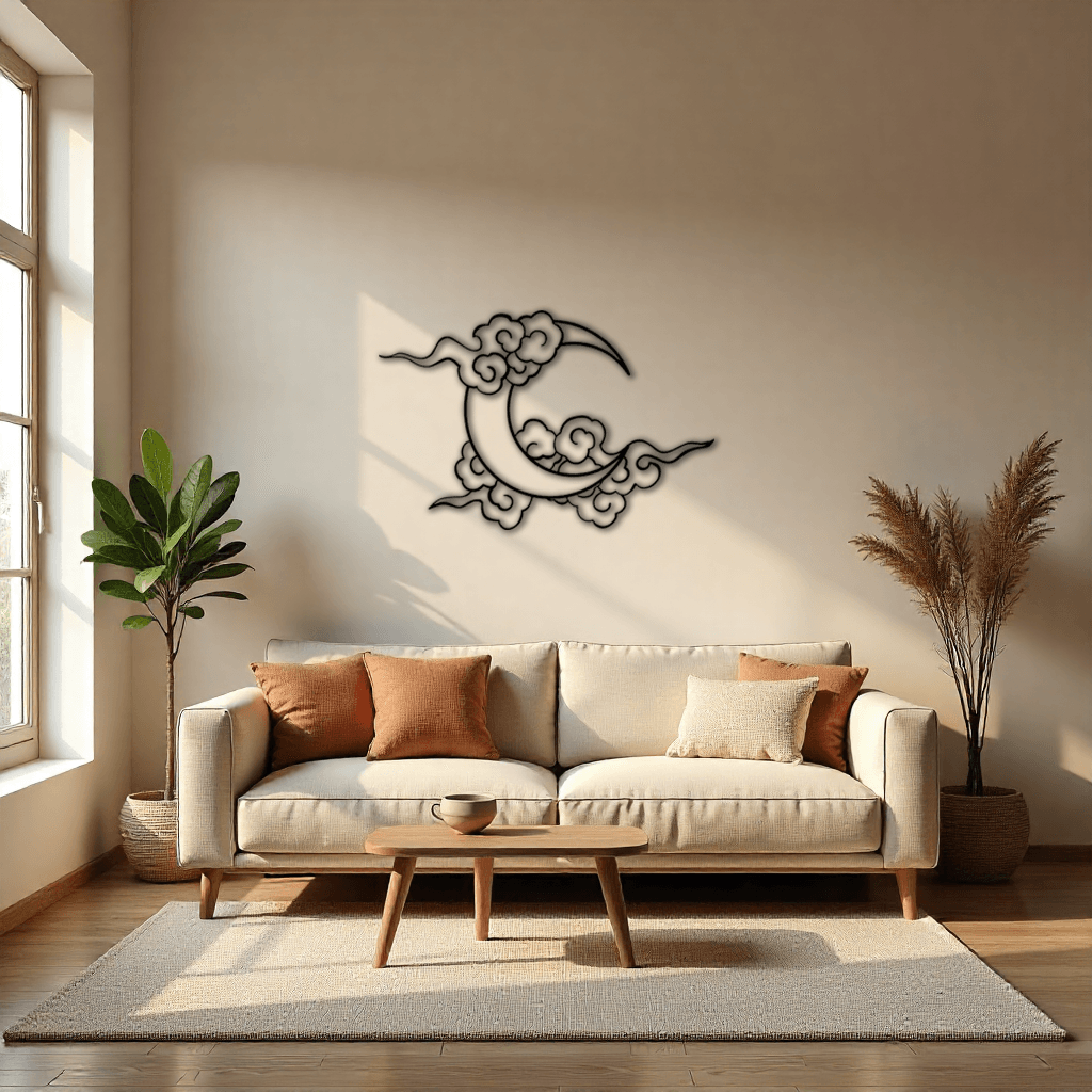 Dekoratif Ay Temalı Metal Duvar Tablosu