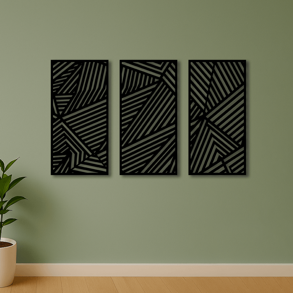 Dekoratif 3 Parça Minimal Metal Duvar Tablosu