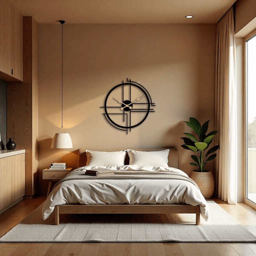Şık Metal Geometrik Duvar Saati - Dekoratif Saat 