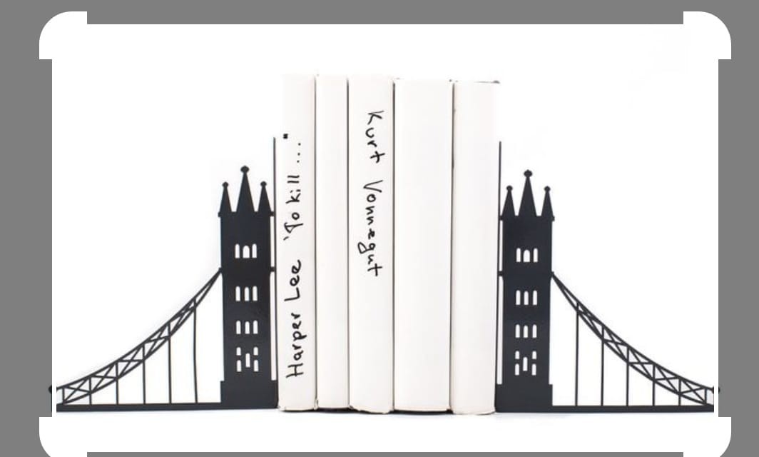 Dekoratif Tower Bridge Desenli Metal Kitap Tutucu