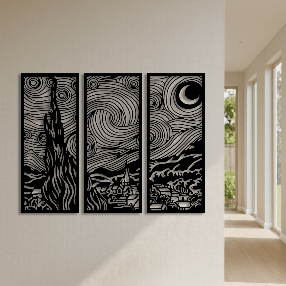 Dekoratif Van Gogh Yıldızlı Gece Metal Tablo