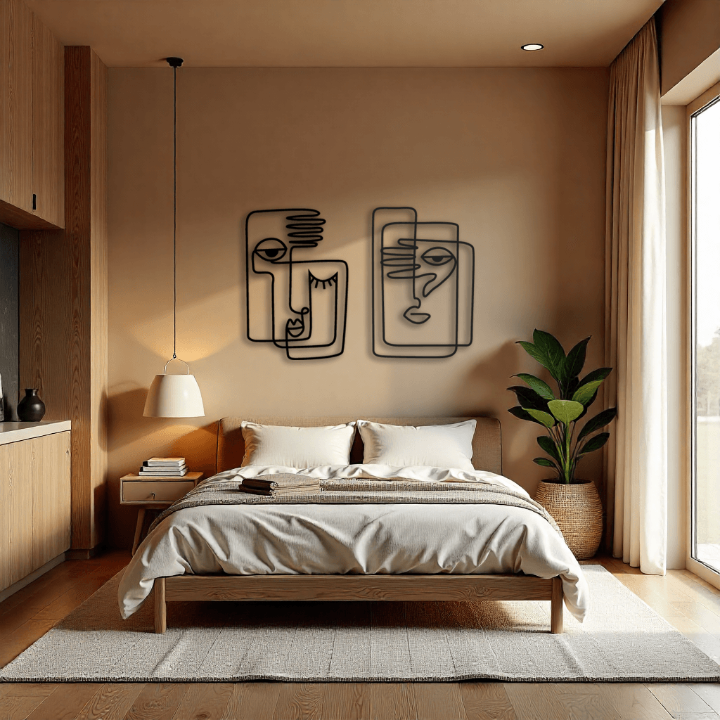 Picasso Line Art Duvar Dekoratif Metal Tablo