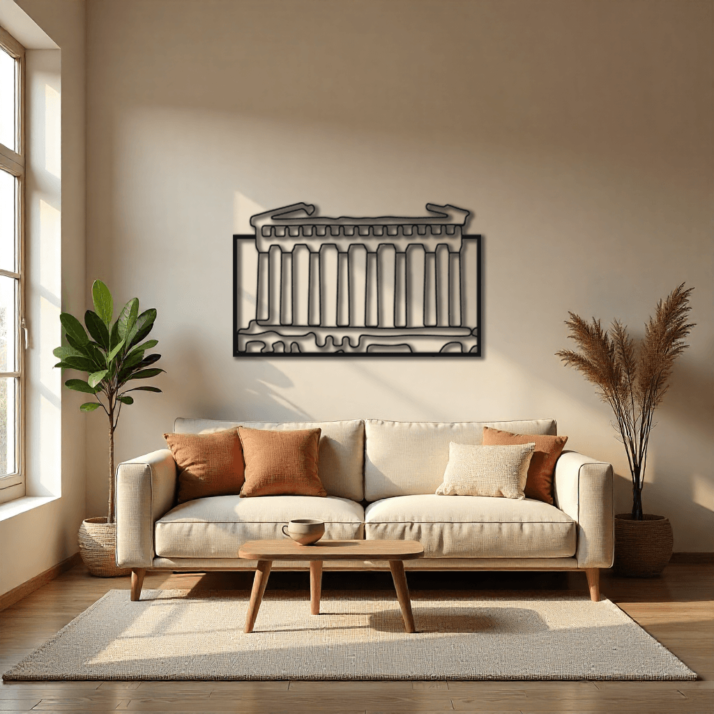 Dekoratif Athens Temalı Metal Duvar Tablosu 