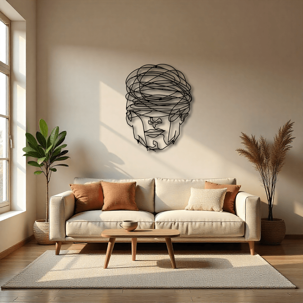 Soyut Adam Yüzü Metal Duvar Dekoratif Tablo