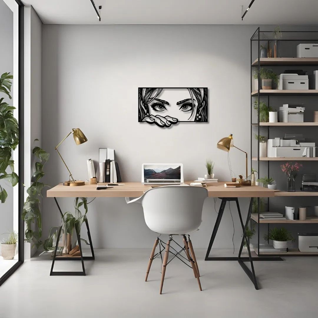 Dekoratif Kadın Yüzü Pop Art Metal Duvar Tablosu 