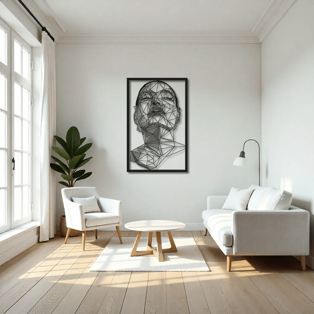 Dekoratif Kadın Yüzü Metal Duvar Tablosu - Dekor 