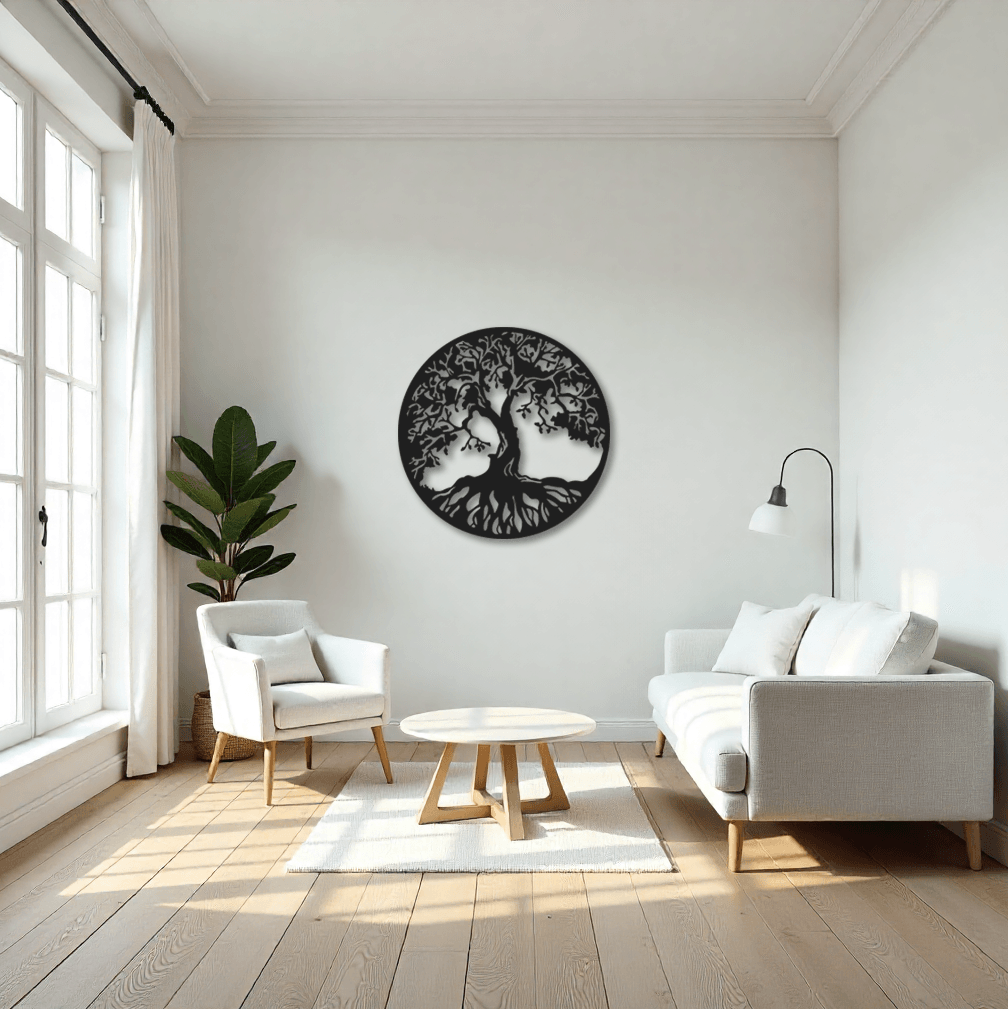 Aile Ağacı Metal Duvar Tablosu – Modern Ev Dekoru 