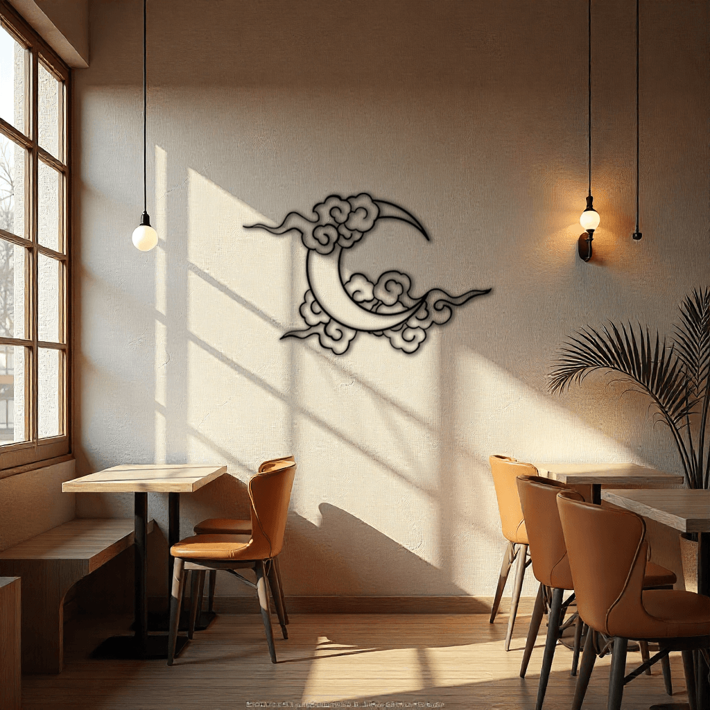 Dekoratif Ay Temalı Metal Duvar Tablosu