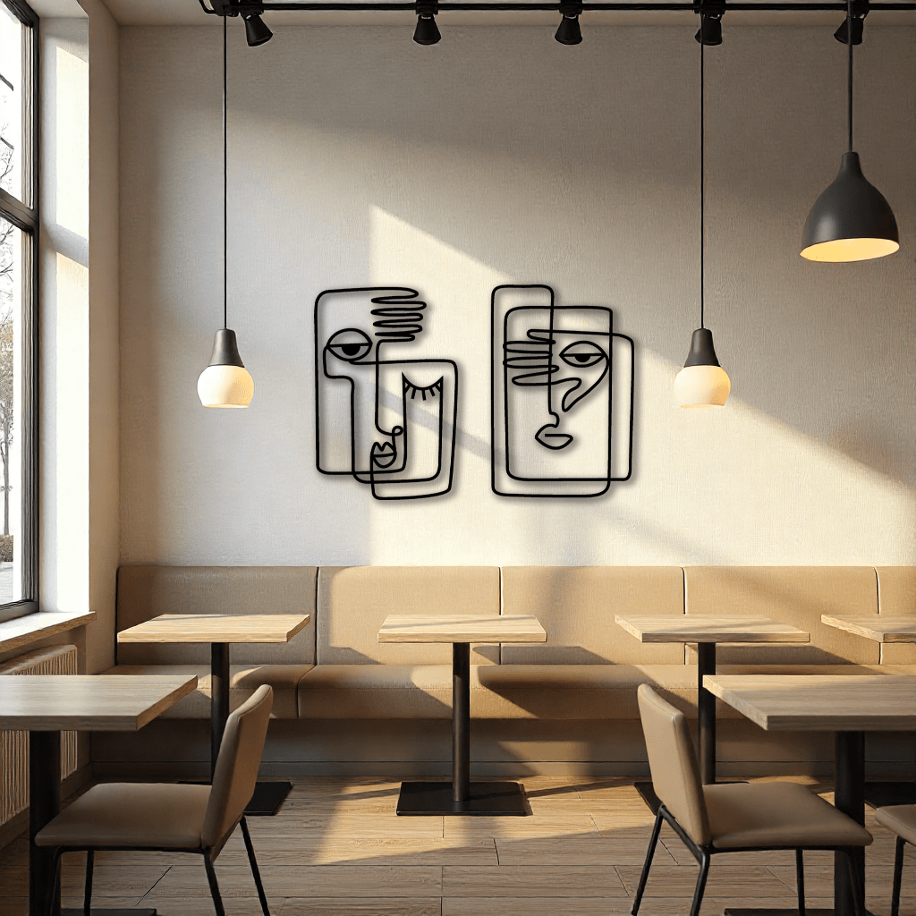 Picasso Line Art Duvar Dekoratif Metal Tablo