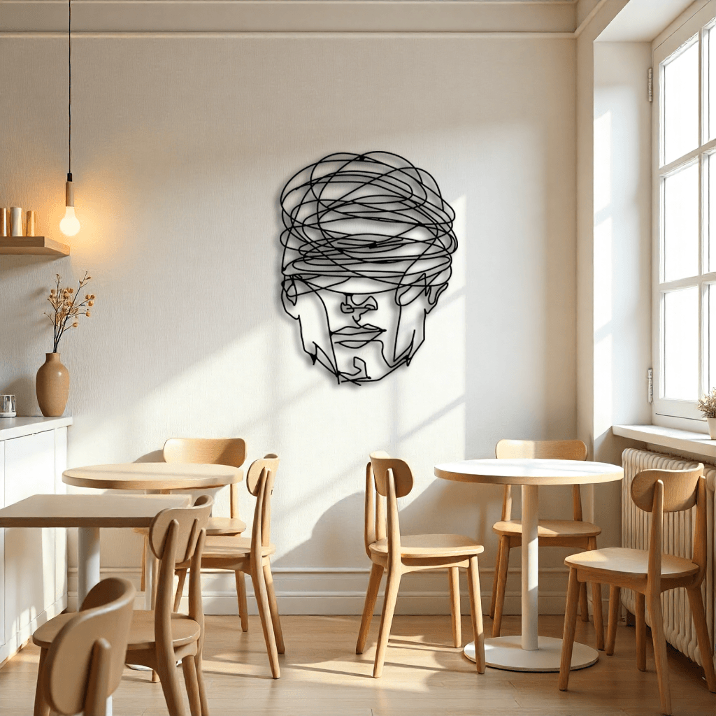 Soyut Adam Yüzü Metal Duvar Dekoratif Tablo