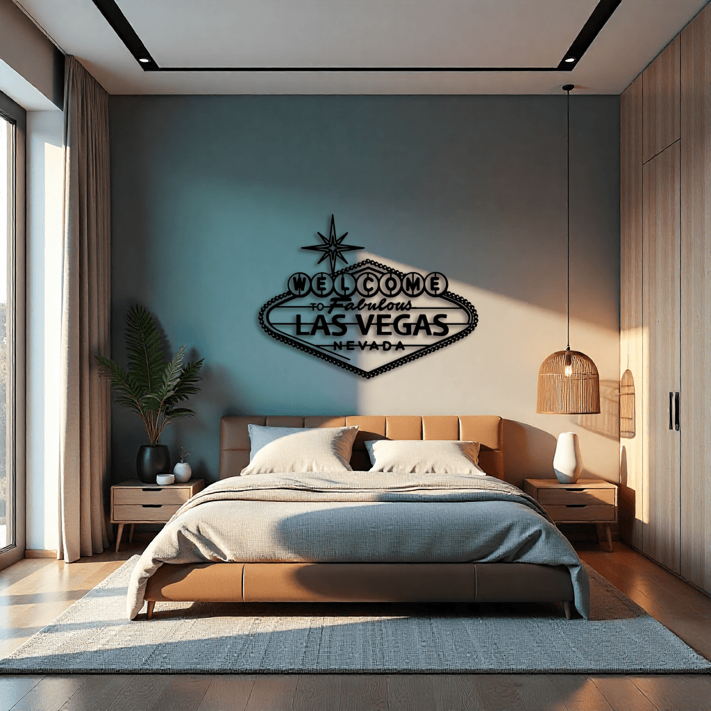 Las Vegas Yazılı Dekoratif Metal Tablo