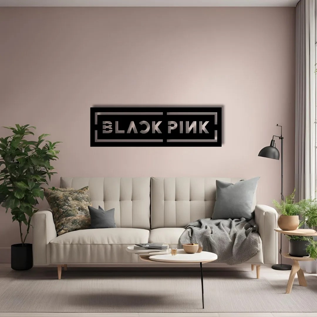 Duvar Dekoru Hediyelik Black Pink Logo Metal Duvar Tablosu Sanat