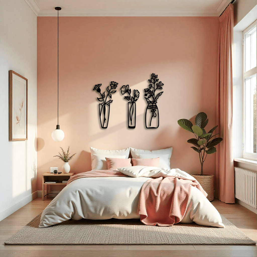 Dekoratif 3 Çiçek Metal Tablo – Duvar Şıklığı