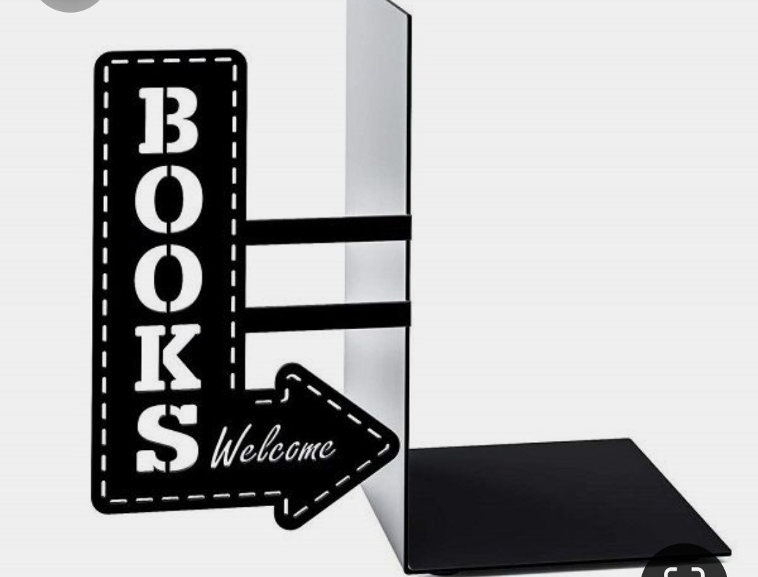 Dekoratif Books Welcome Desenli Metal Kitap Tutucu