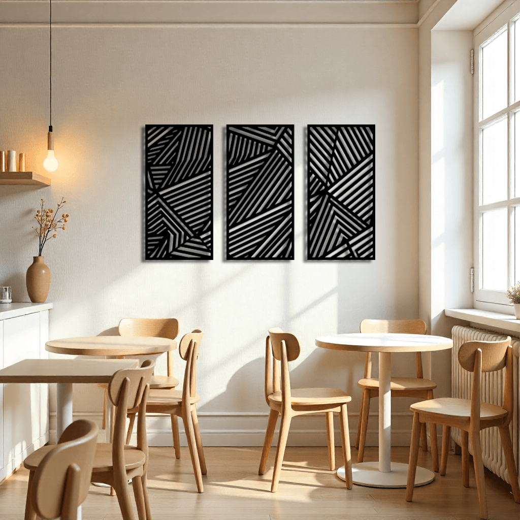 Dekoratif 3 Parça Minimal Metal Duvar Tablosu