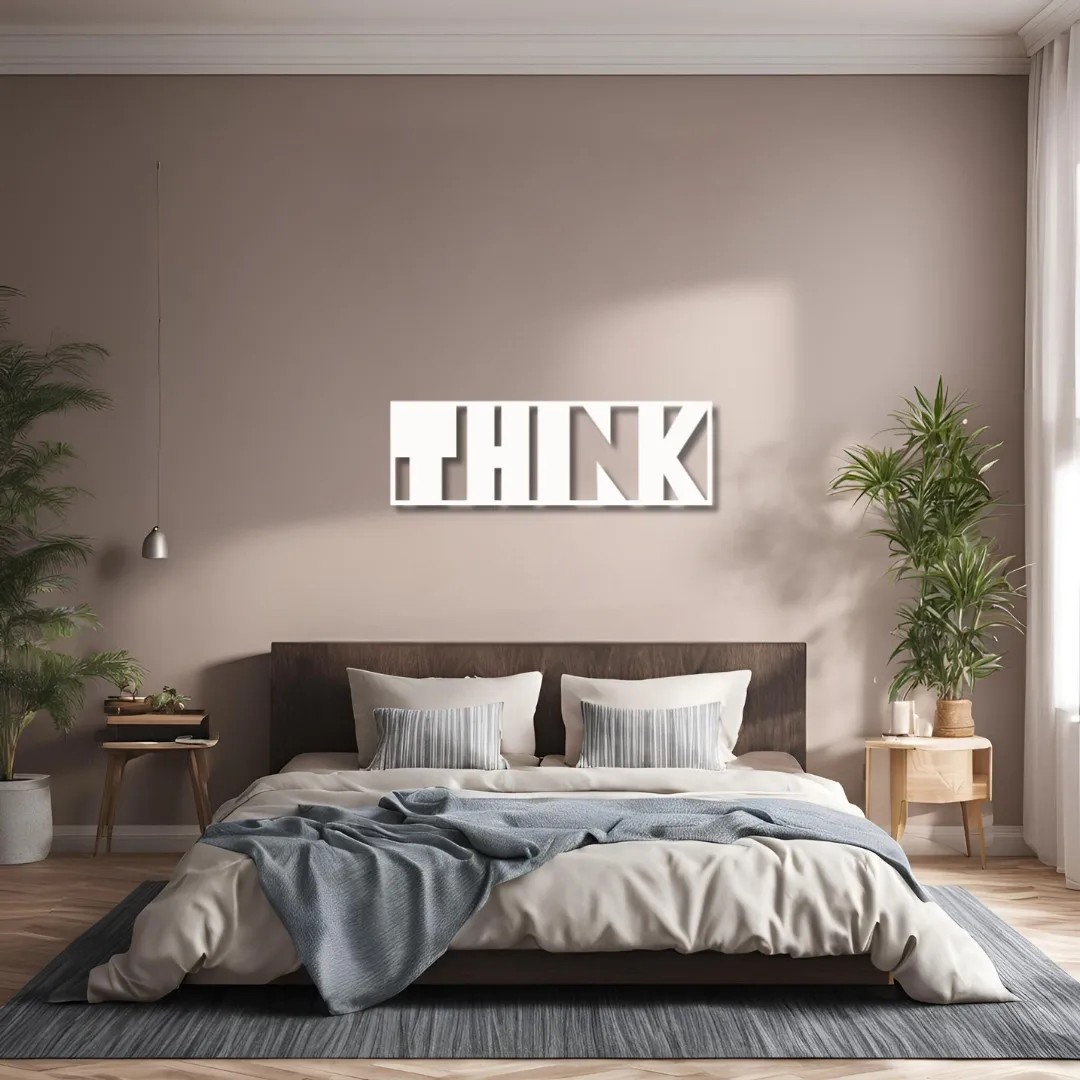 Sanatsal Metal Tablo Think Metal Duvar Tablosu İmza