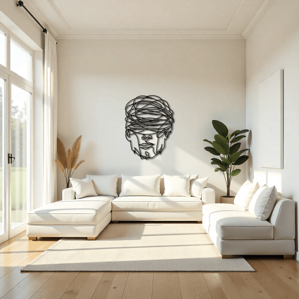 Soyut Adam Yüzü Metal Duvar Dekoratif Tablo