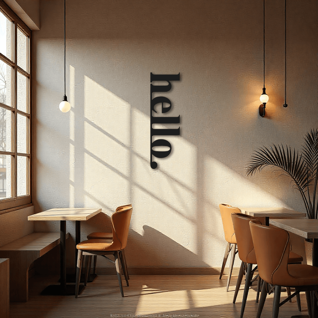 Dekoratif Hello Yazılı Metal Tablo - Duvar Dekoratif