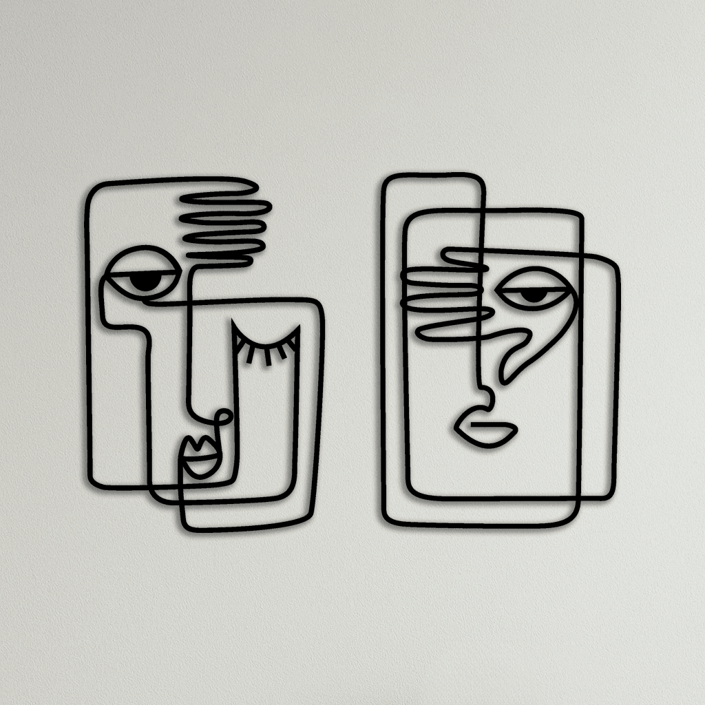 Picasso Line Art Duvar Dekoratif Metal Tablo