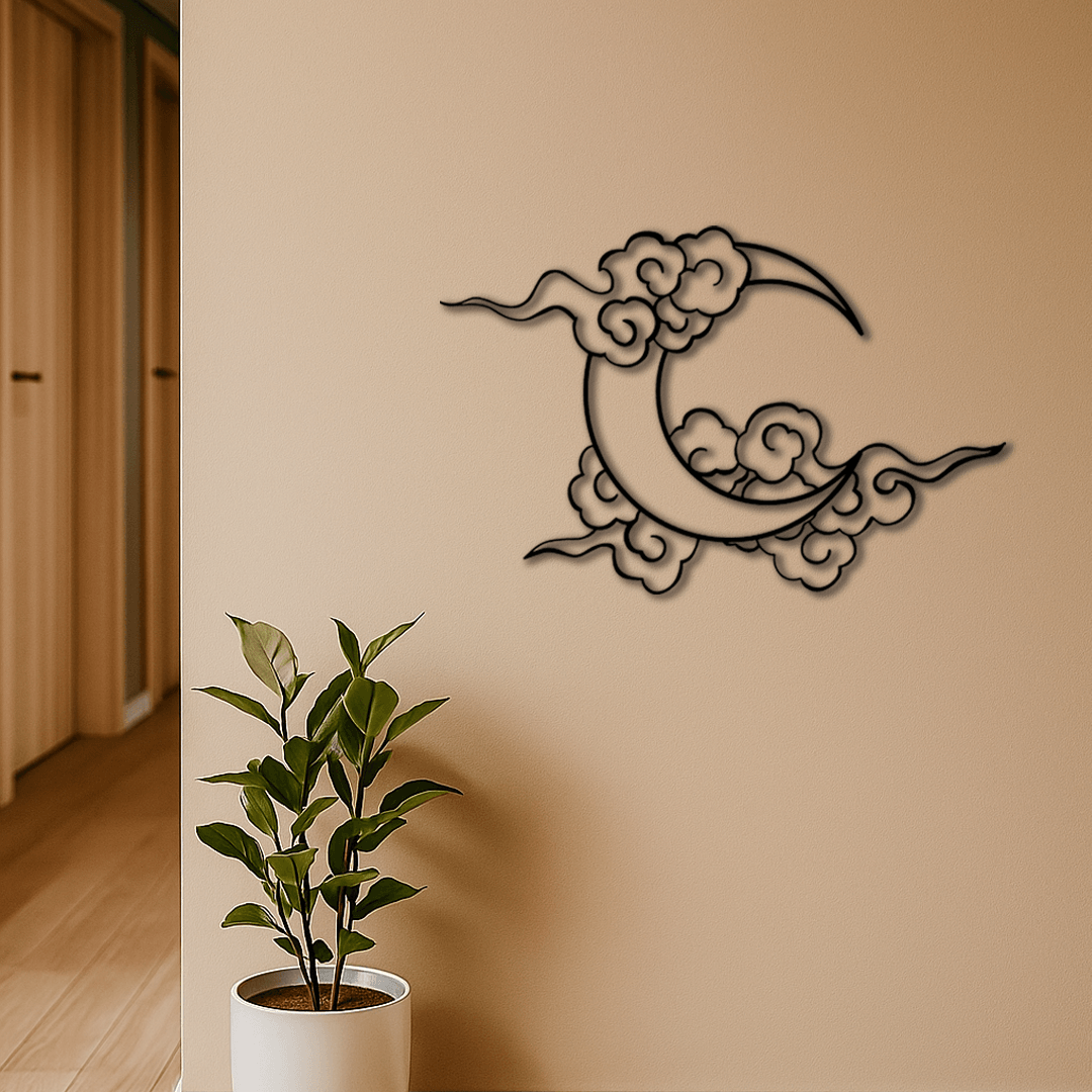 Dekoratif Ay Temalı Metal Duvar Tablosu