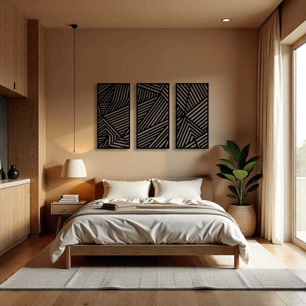 Dekoratif 3 Parça Minimal Metal Duvar Tablosu