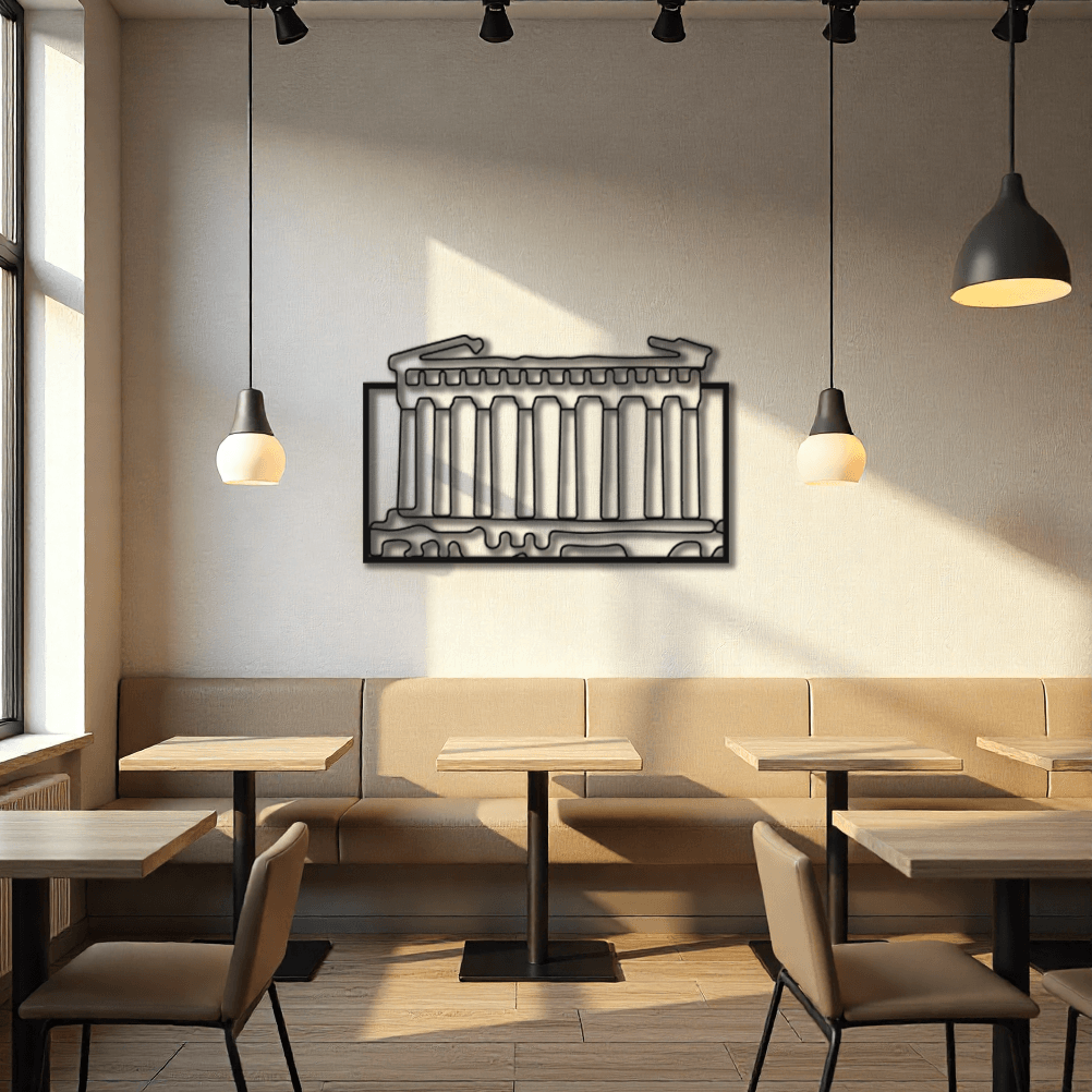 Dekoratif Athens Temalı Metal Duvar Tablosu 