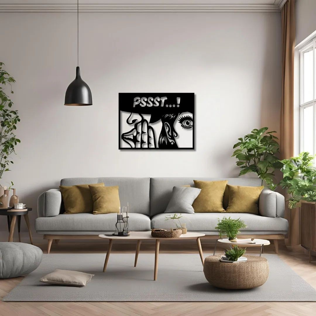 Dekoratif PSSST!! Pop Art Metal Duvar Tablosu