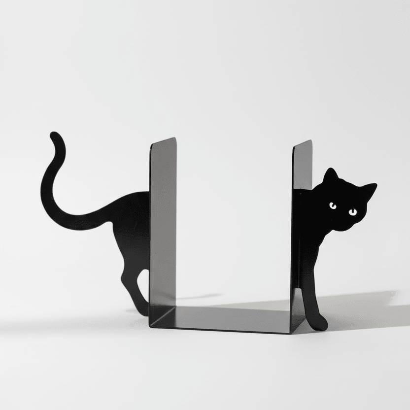 Kedi Temalı Kitap Tutucu – Modern Dekor Ürünü