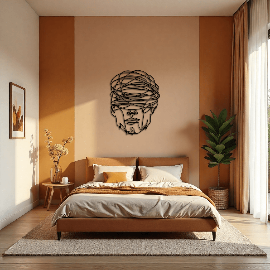 Soyut Adam Yüzü Metal Duvar Dekoratif Tablo