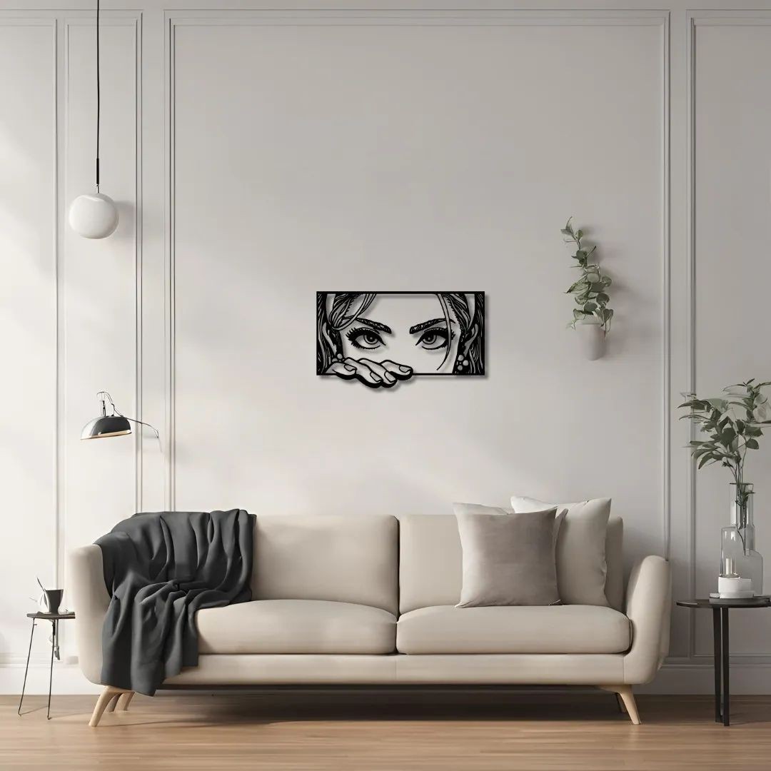 Dekoratif Kadın Yüzü Pop Art Metal Duvar Tablosu 