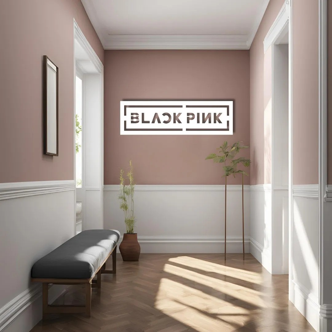 Duvar Dekoru Hediyelik Black Pink Logo Metal Duvar Tablosu Sanat