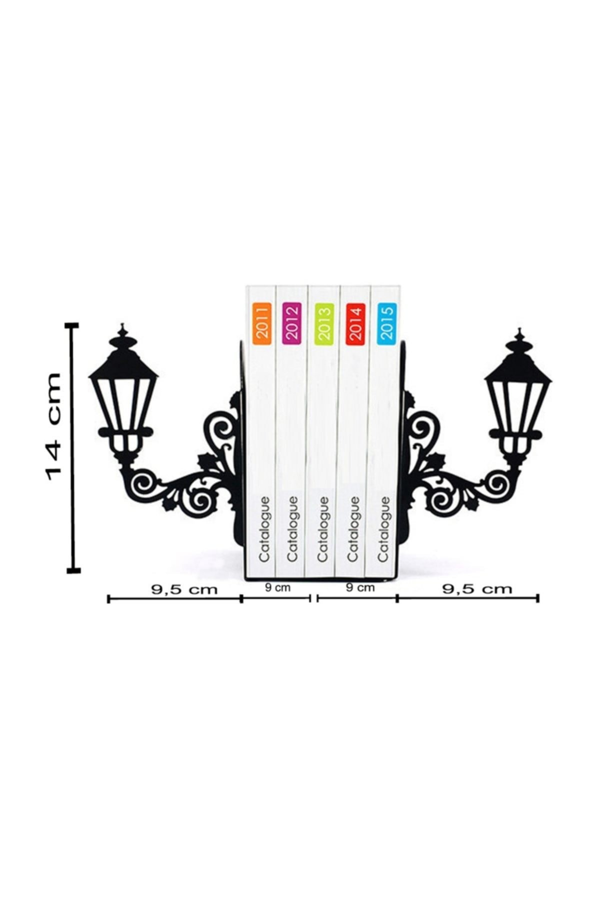 Dekoratif Sokak Lambası Desenli Metal Kitap Tutucu