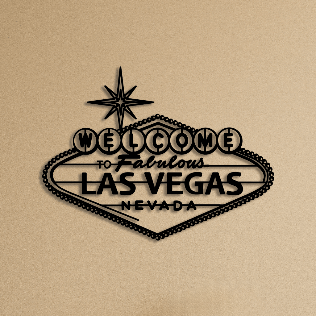 Las Vegas Yazılı Dekoratif Metal Tablo
