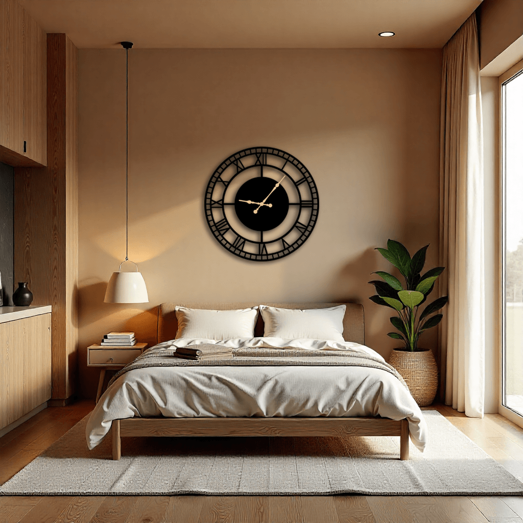 Şık Metal Duvar Saati | Dekoratif Siyah Daire