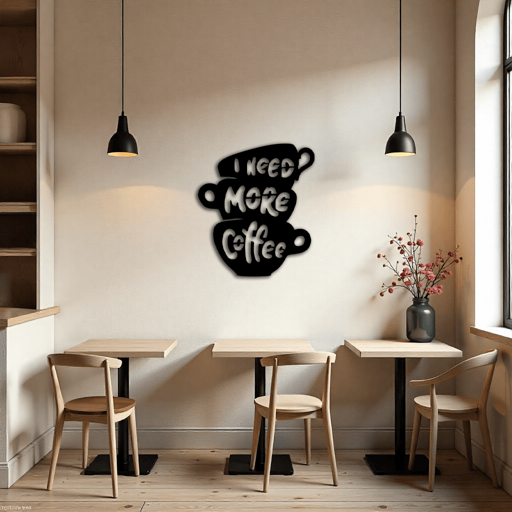 I Need More Coffee Yazılı Dekoratif Metal Tablo