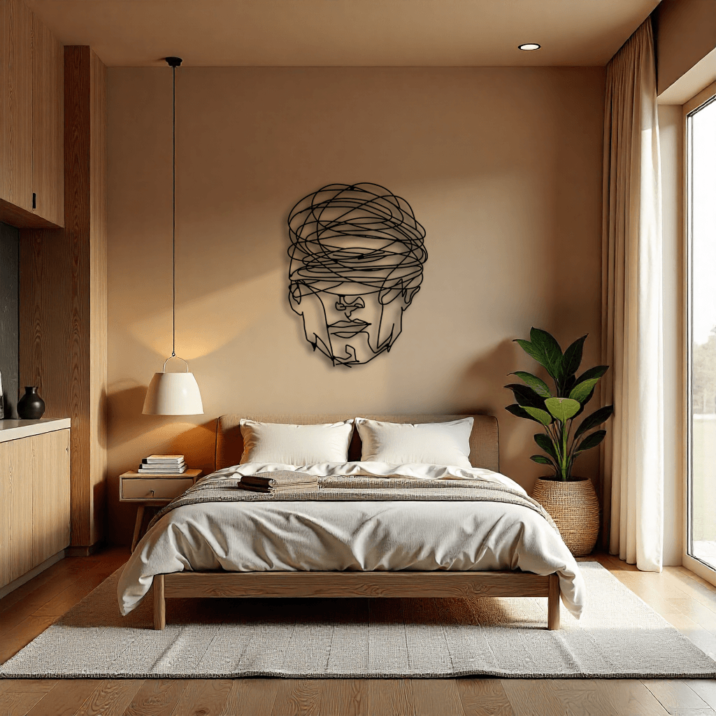 Soyut Adam Yüzü Metal Duvar Dekoratif Tablo